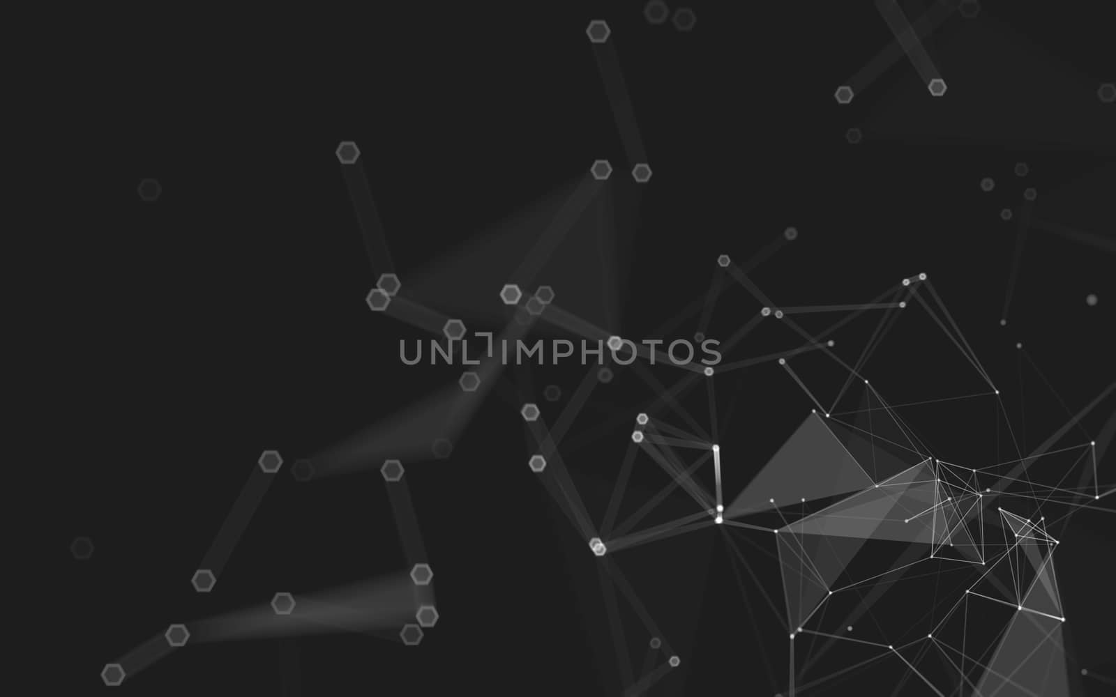 Abstract polygonal space low poly dark background, 3d rendering by teerawit