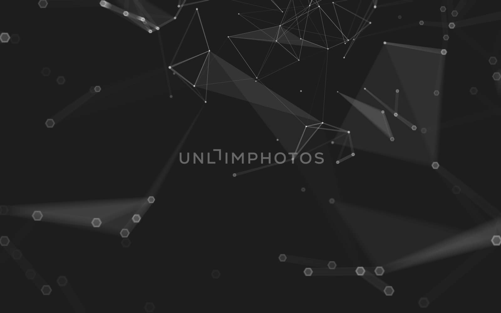 Abstract polygonal space low poly dark background with connecting dots and lines. Connection structure. 3d rendering