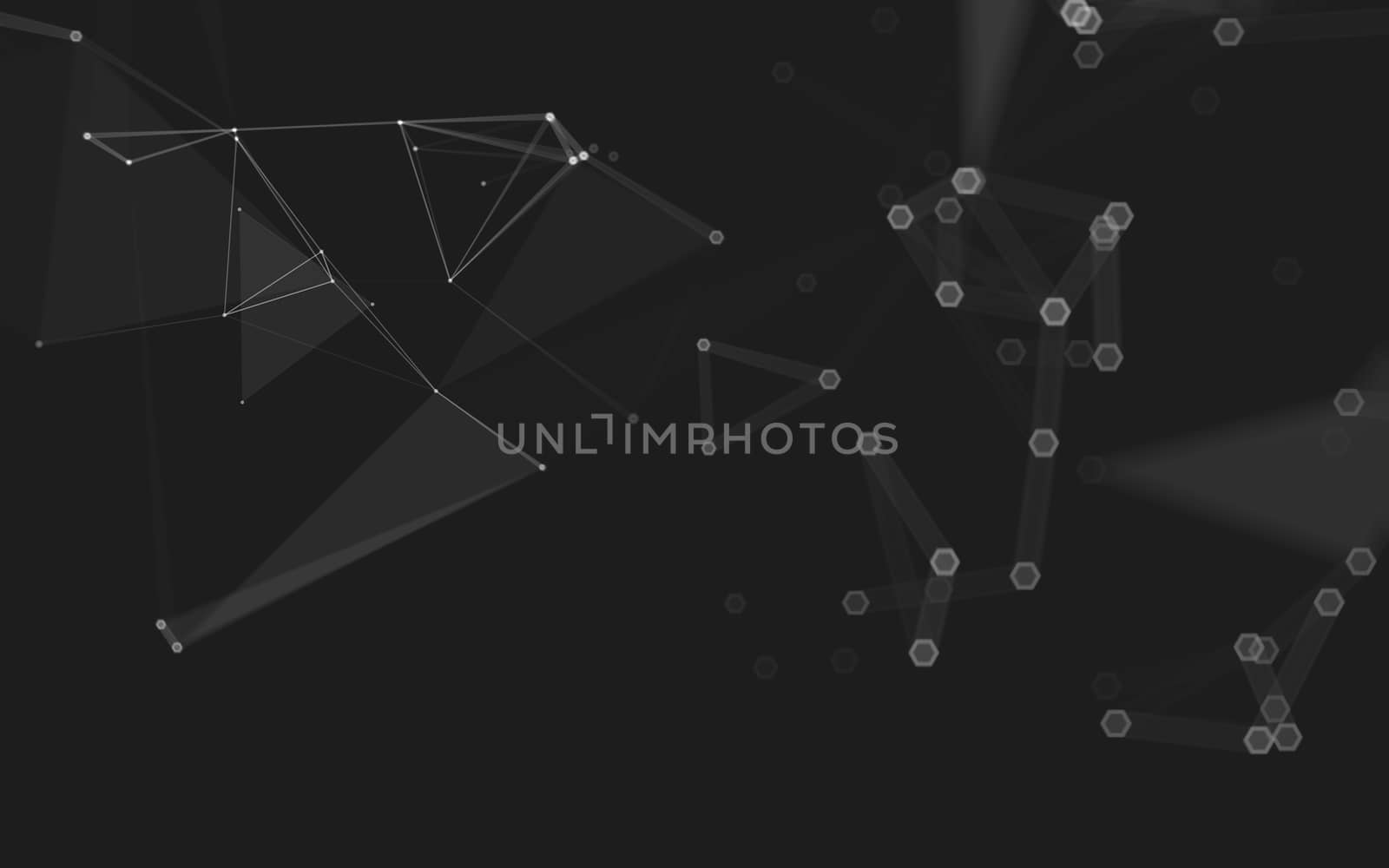 Abstract polygonal space low poly dark background, 3d rendering by teerawit