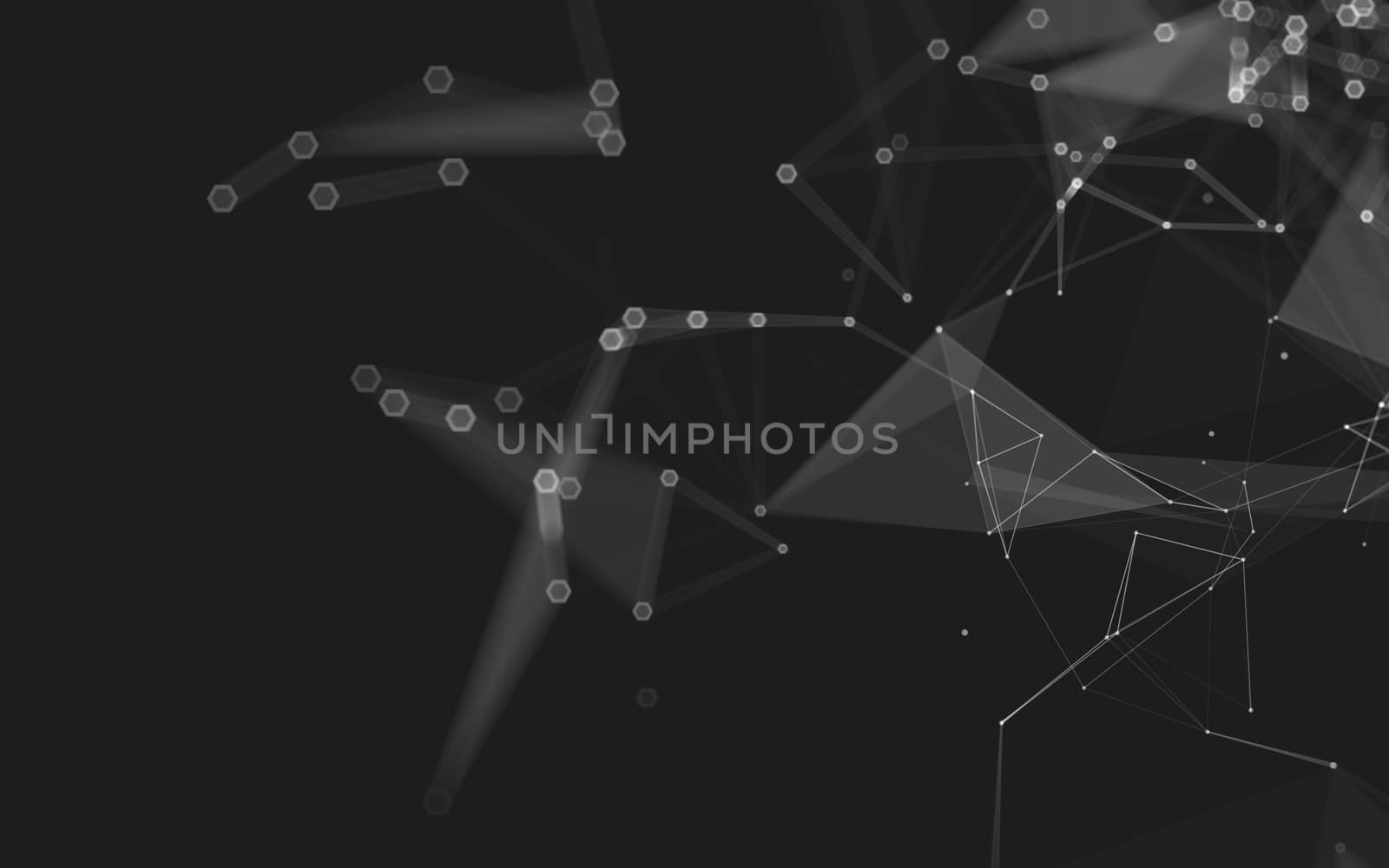 Abstract polygonal space low poly dark background with connecting dots and lines. Connection structure. 3d rendering