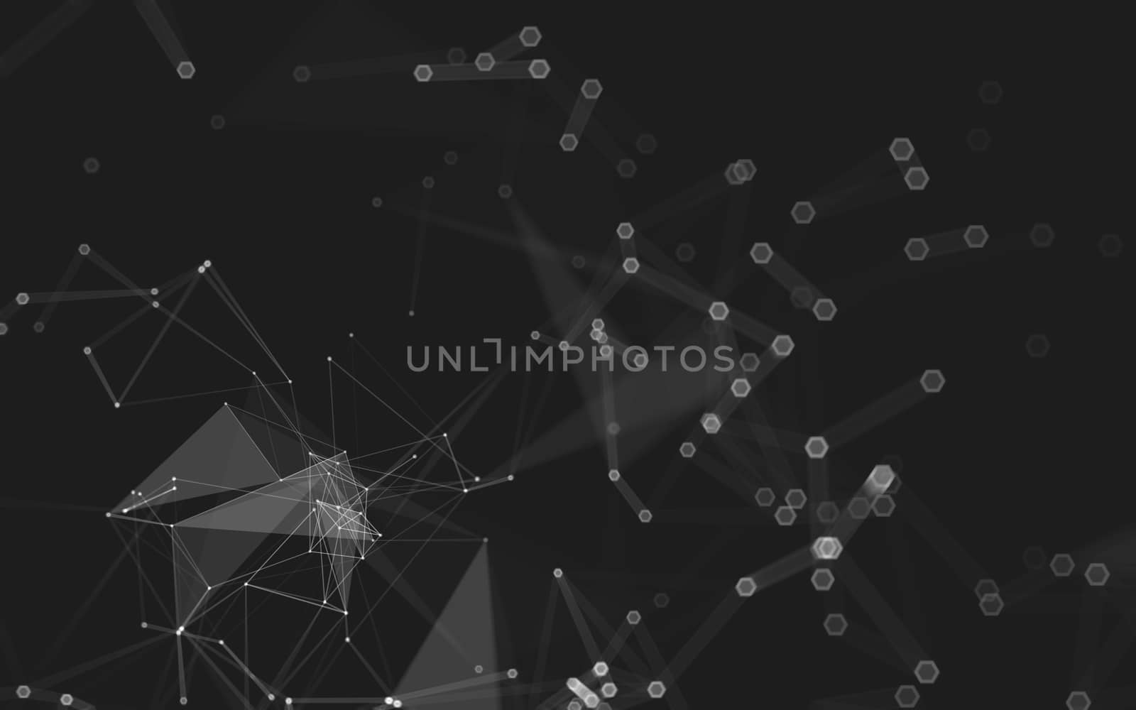 Abstract polygonal space low poly dark background, 3d rendering by teerawit