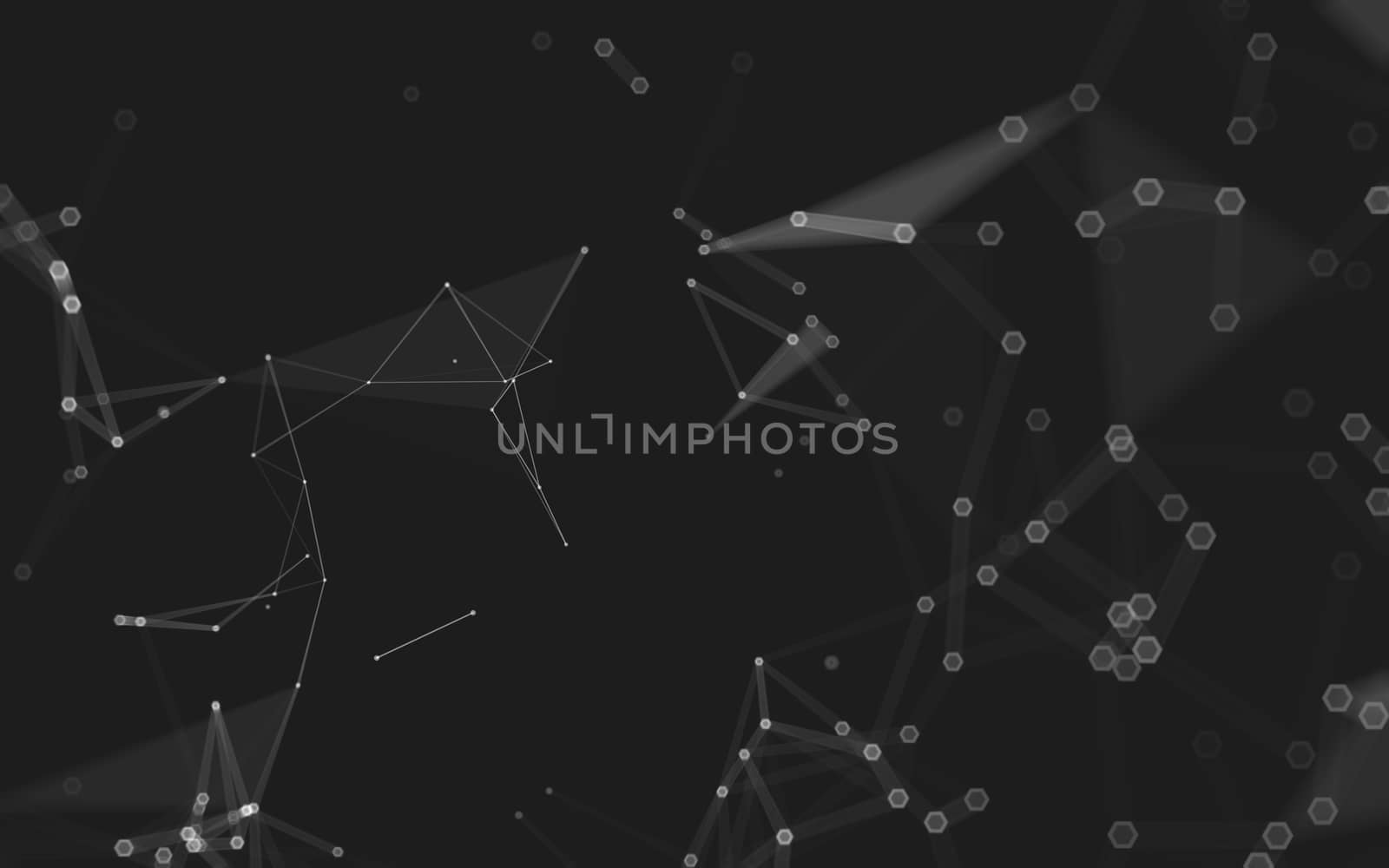 Abstract polygonal space low poly dark background with connecting dots and lines. Connection structure. 3d rendering