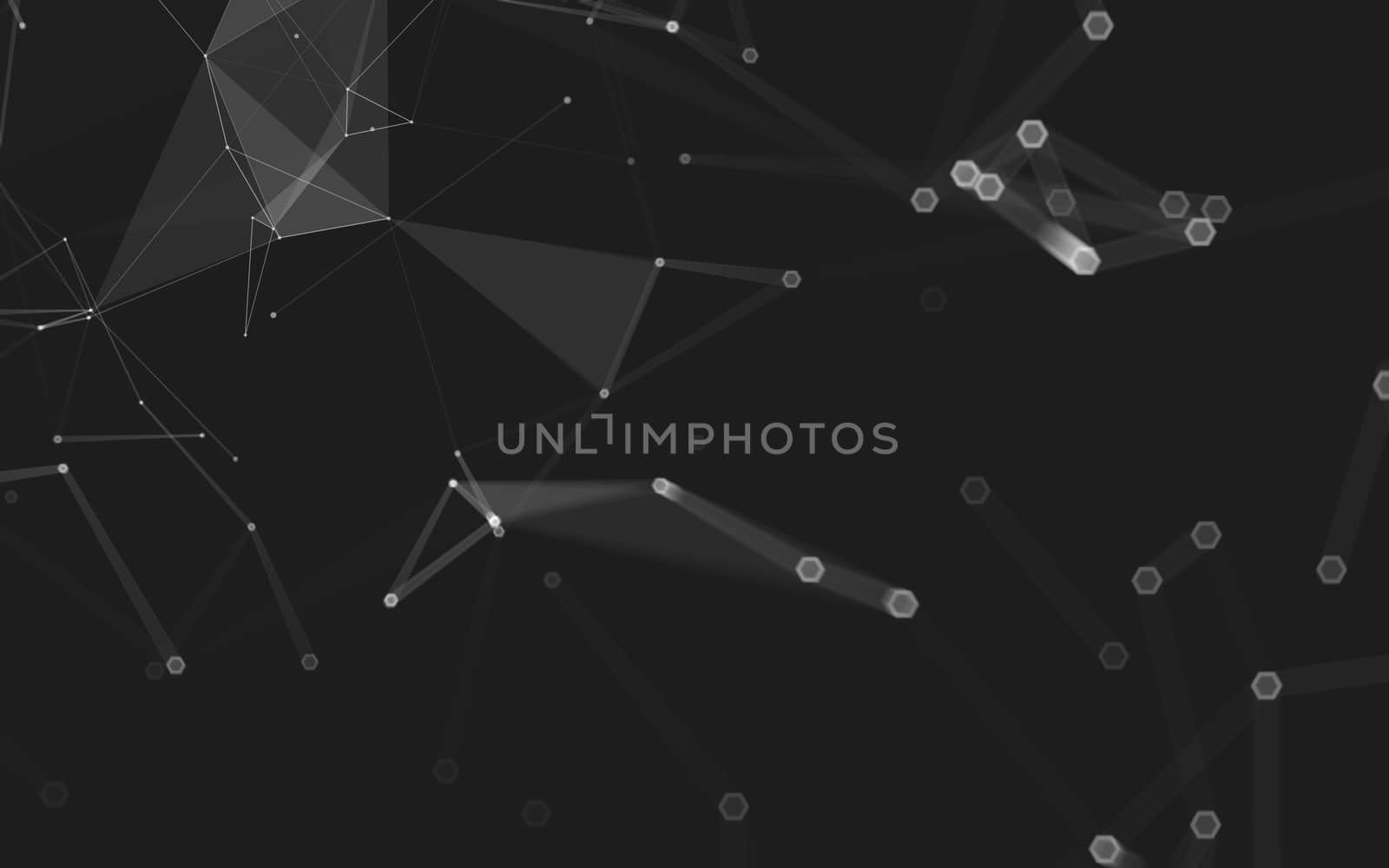 Abstract polygonal space low poly dark background, 3d rendering by teerawit