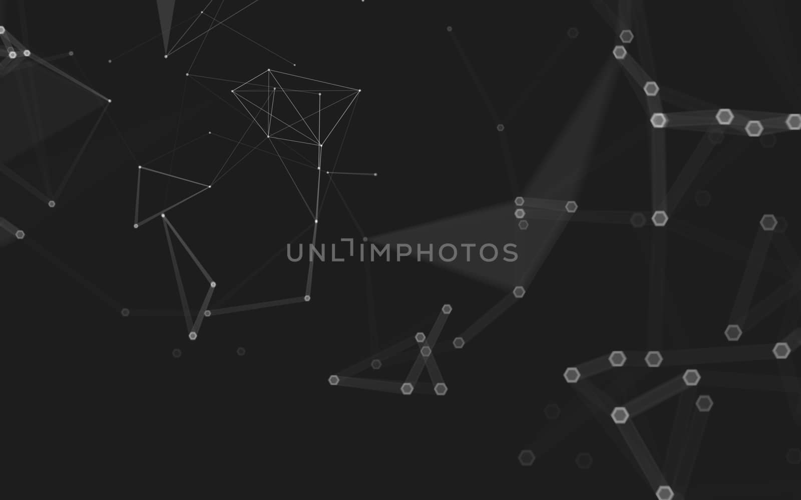 Abstract polygonal space low poly dark background with connecting dots and lines. Connection structure. 3d rendering