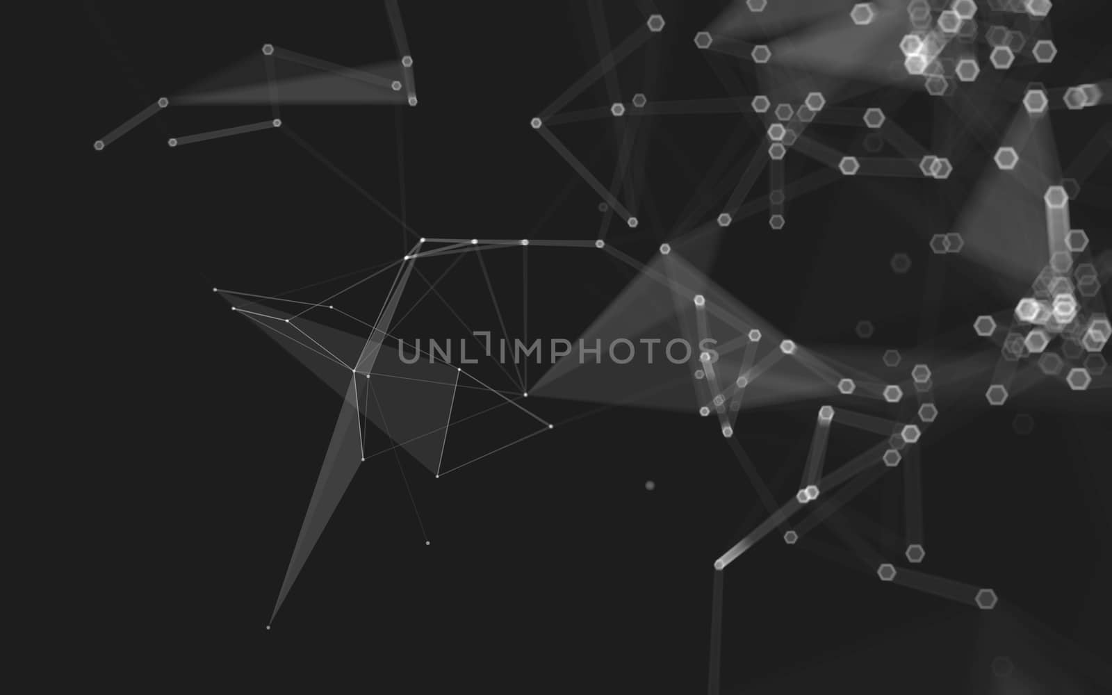 Abstract polygonal space low poly dark background, 3d rendering by teerawit