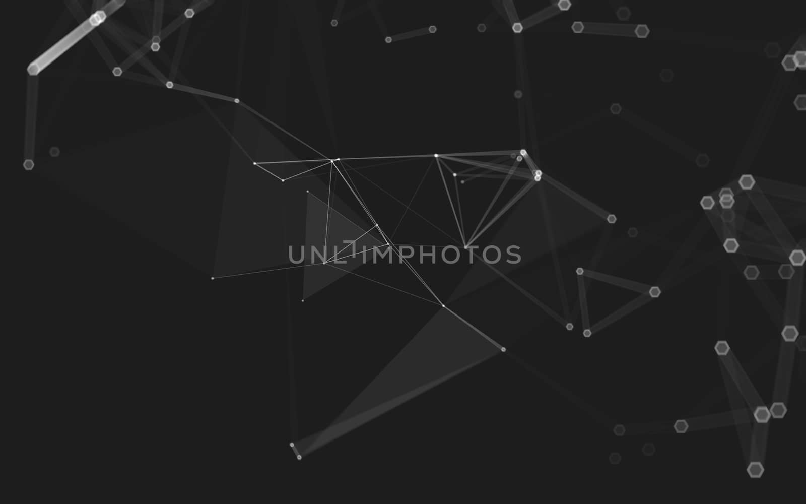 Abstract polygonal space low poly dark background, 3d rendering by teerawit