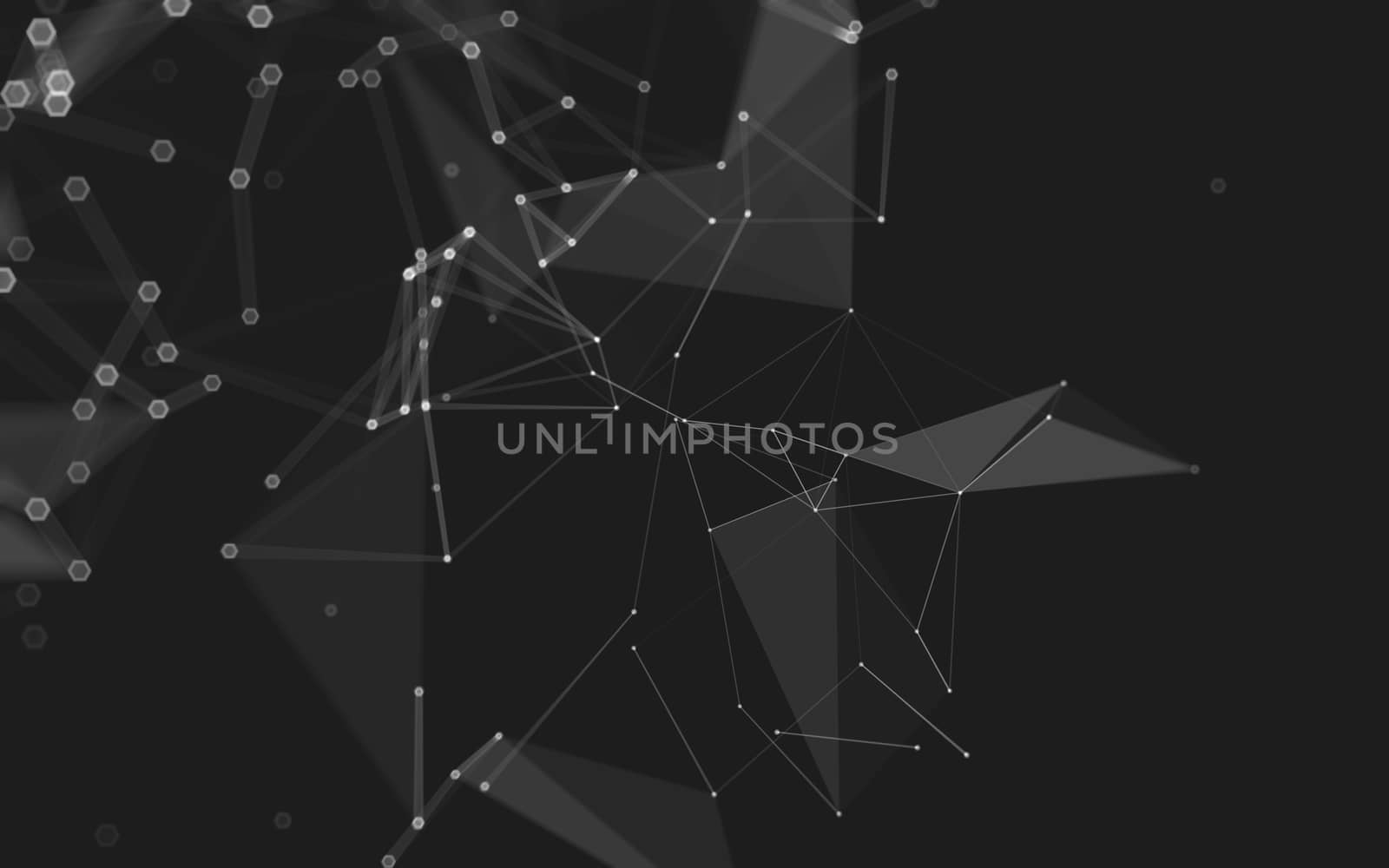 Abstract polygonal space low poly dark background, 3d rendering by teerawit