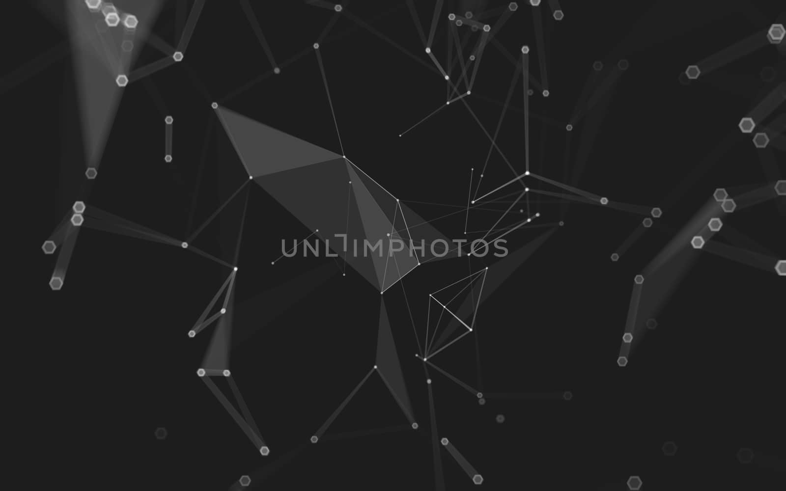 Abstract polygonal space low poly dark background, 3d rendering by teerawit