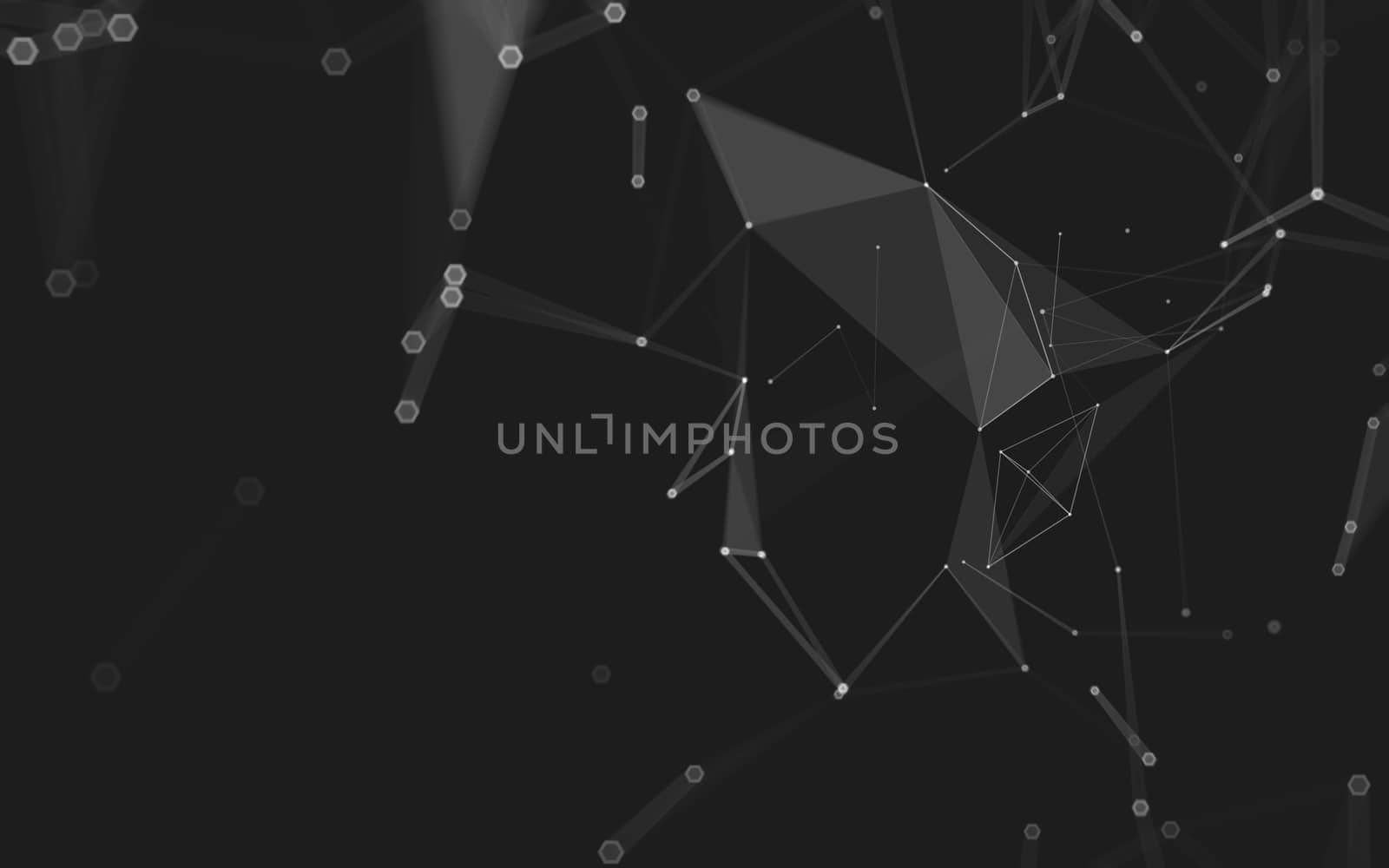 Abstract polygonal space low poly dark background, 3d rendering by teerawit