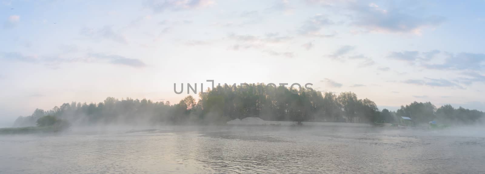 blue lake with cloudy sky, nature series