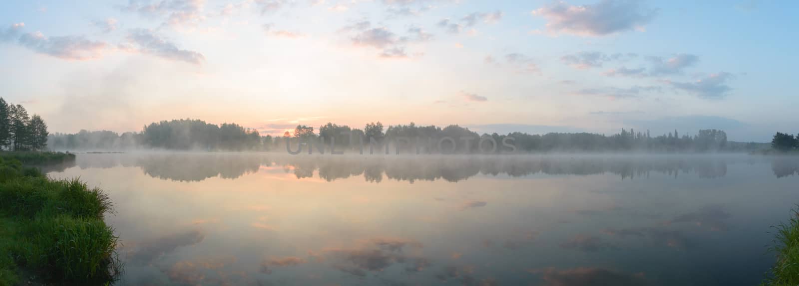blue lake with cloudy sky, nature series