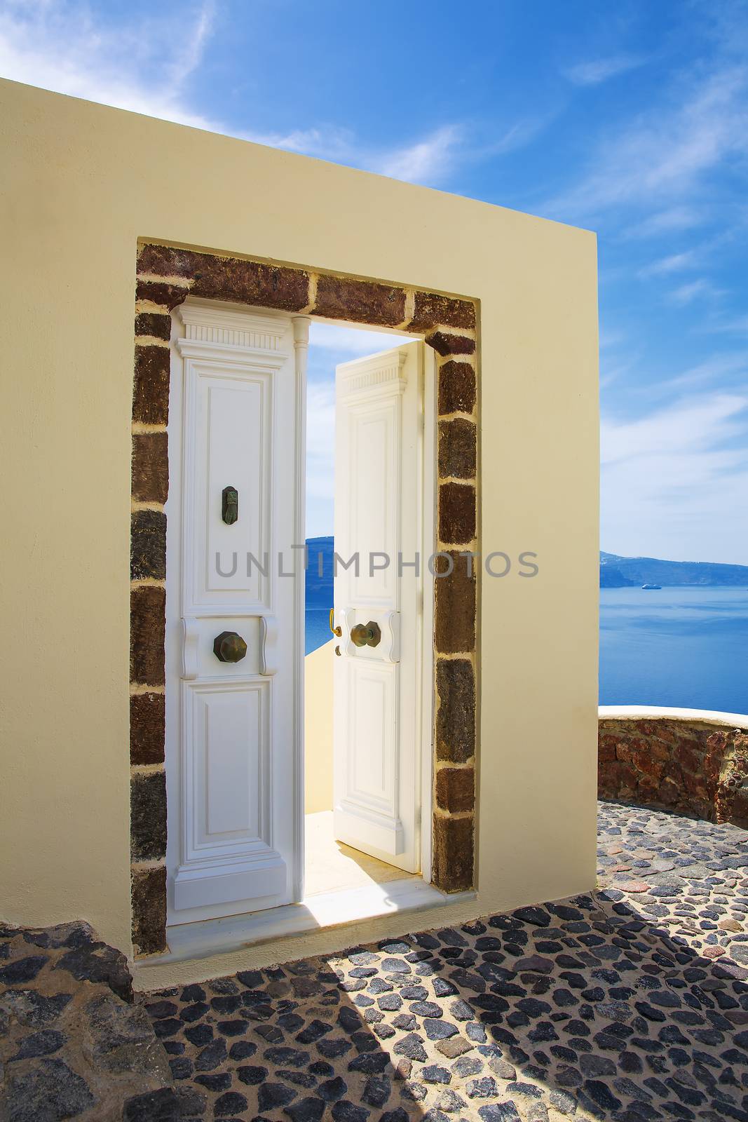 Sea view and architecture in Oia, Santorini, Greece