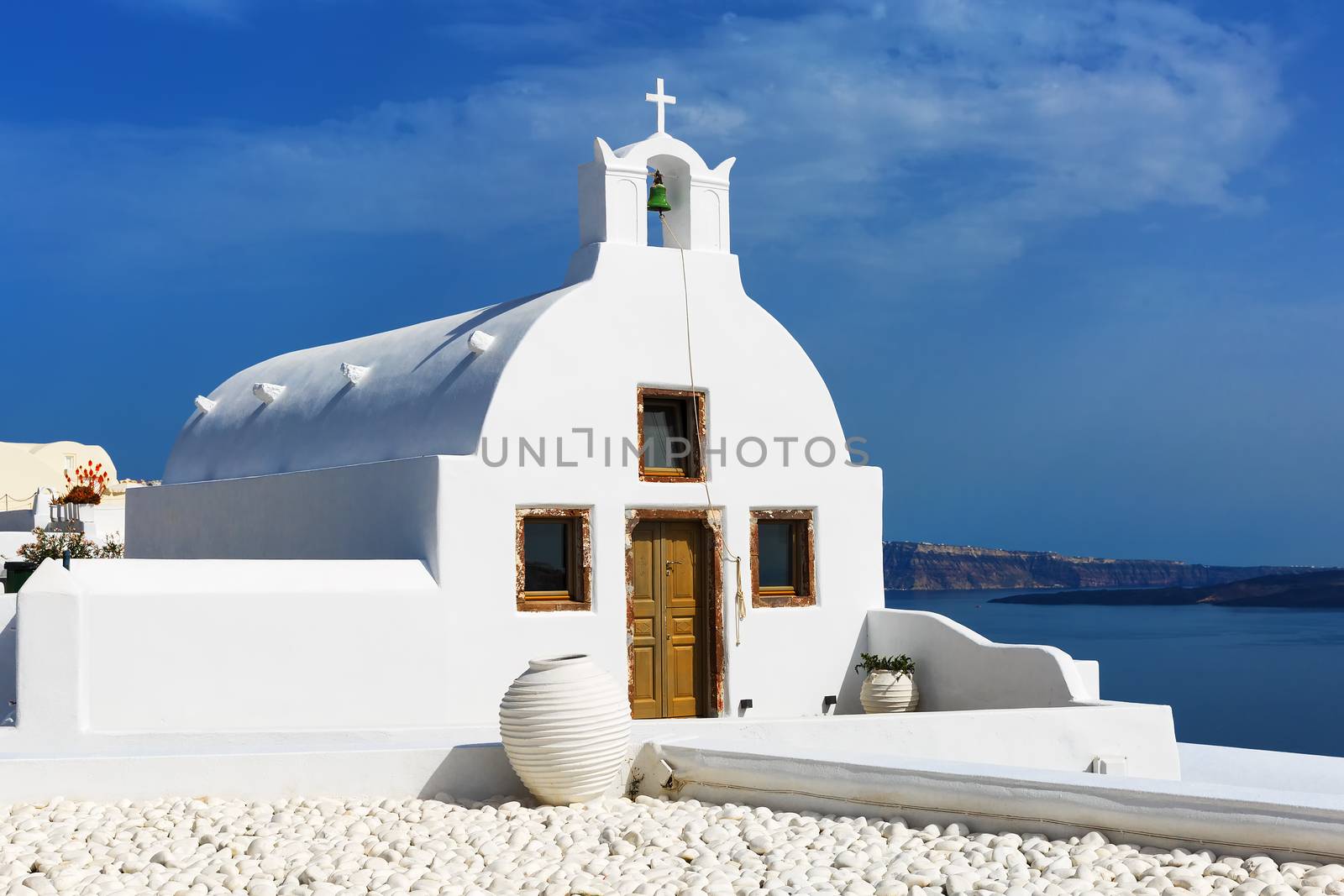 Small traditional Greek Orthodox church in Oia, Santorini