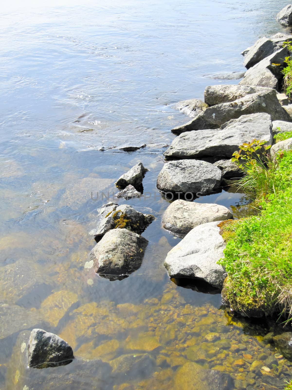 river Bank with stones by rodakm