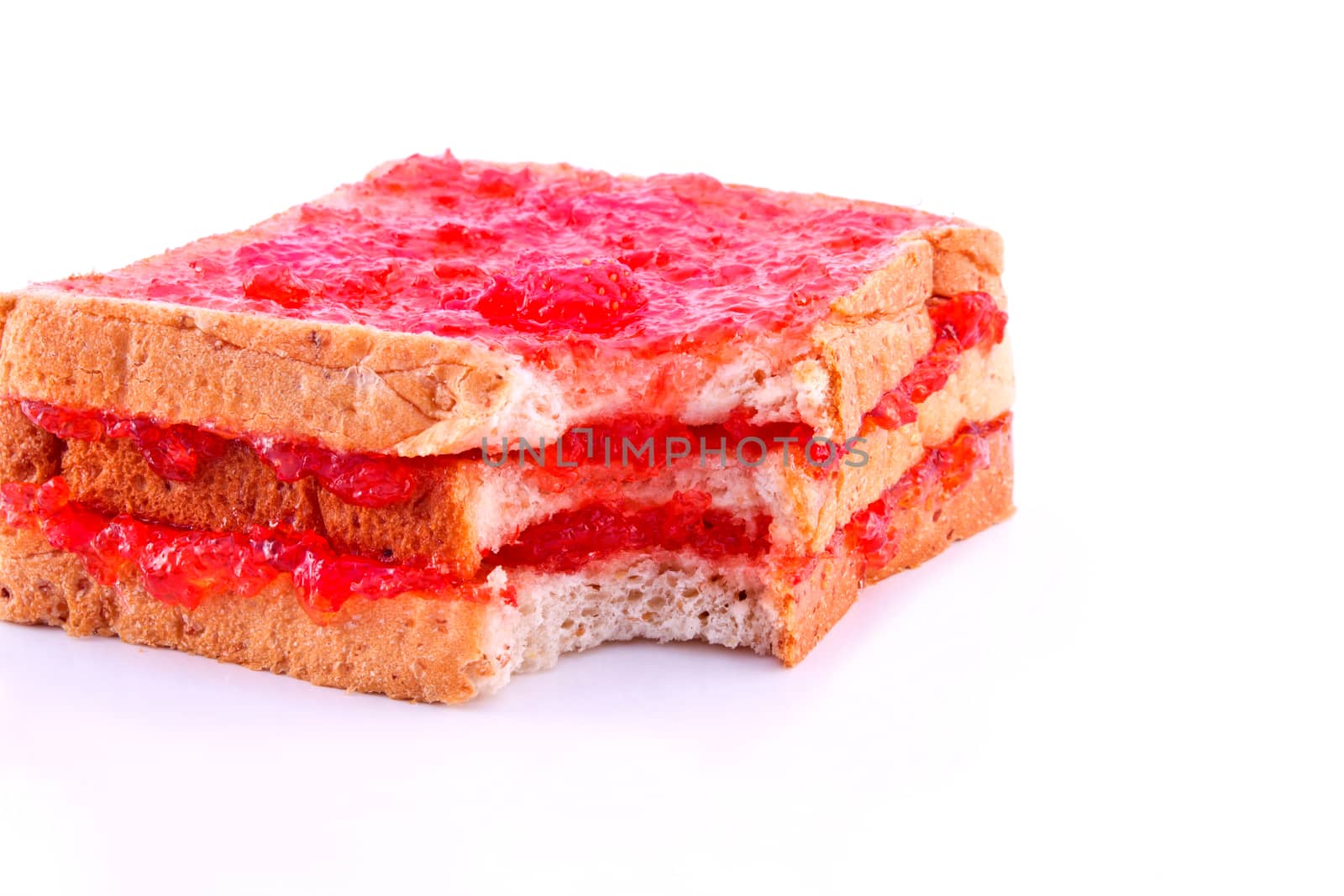 Whole wheat bread with strawberry jam 