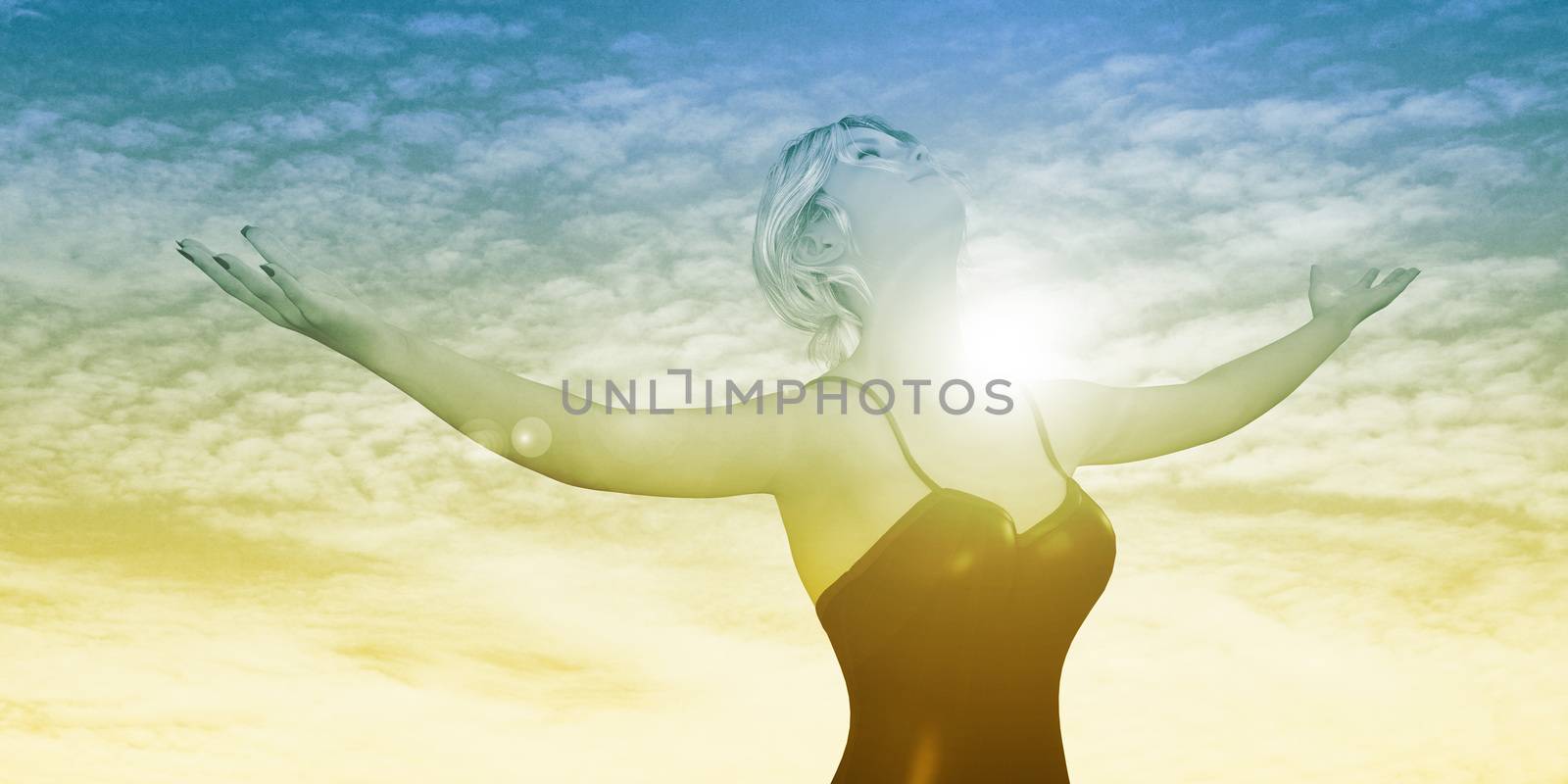 Enlightenment with Woman Holding Arms Out Happily