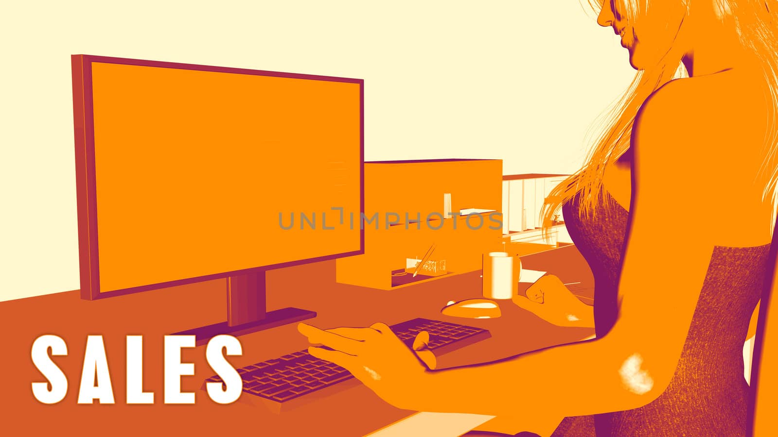  Sales Concept Course with Woman Looking at Computer