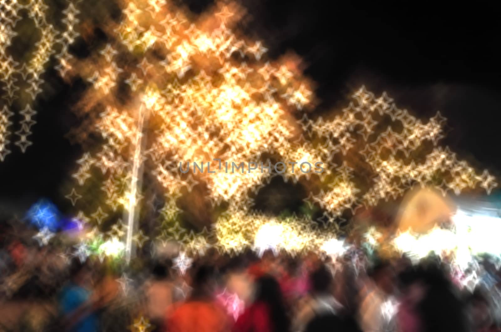 Abstract Blurred and soft photo of night festival and bokeh of lights background
