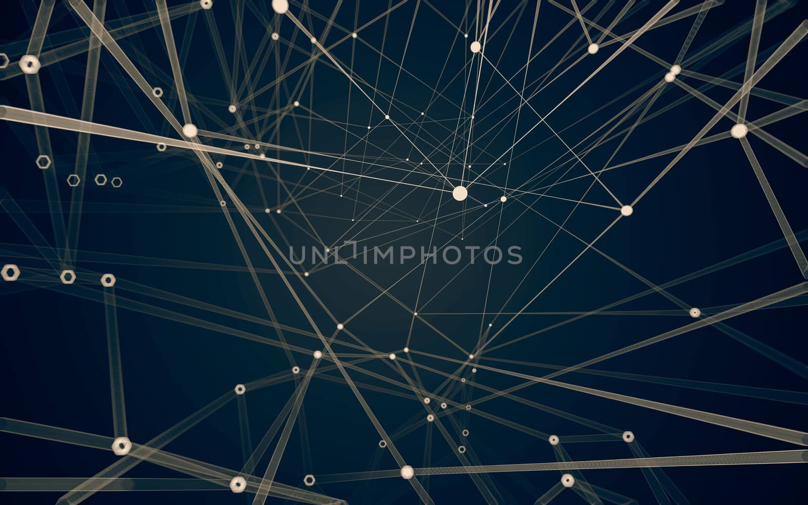 Abstract polygonal space low poly dark background with connecting dots and lines. Connection structure. 3d rendering