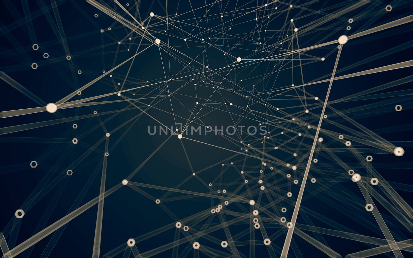 Abstract polygonal space low poly dark background with connecting dots and lines. Connection structure. 3d rendering