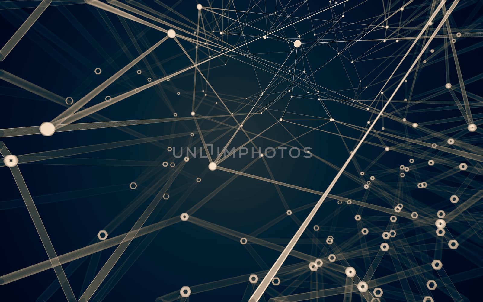 Abstract polygonal space low poly dark background with connecting dots and lines. Connection structure. 3d rendering