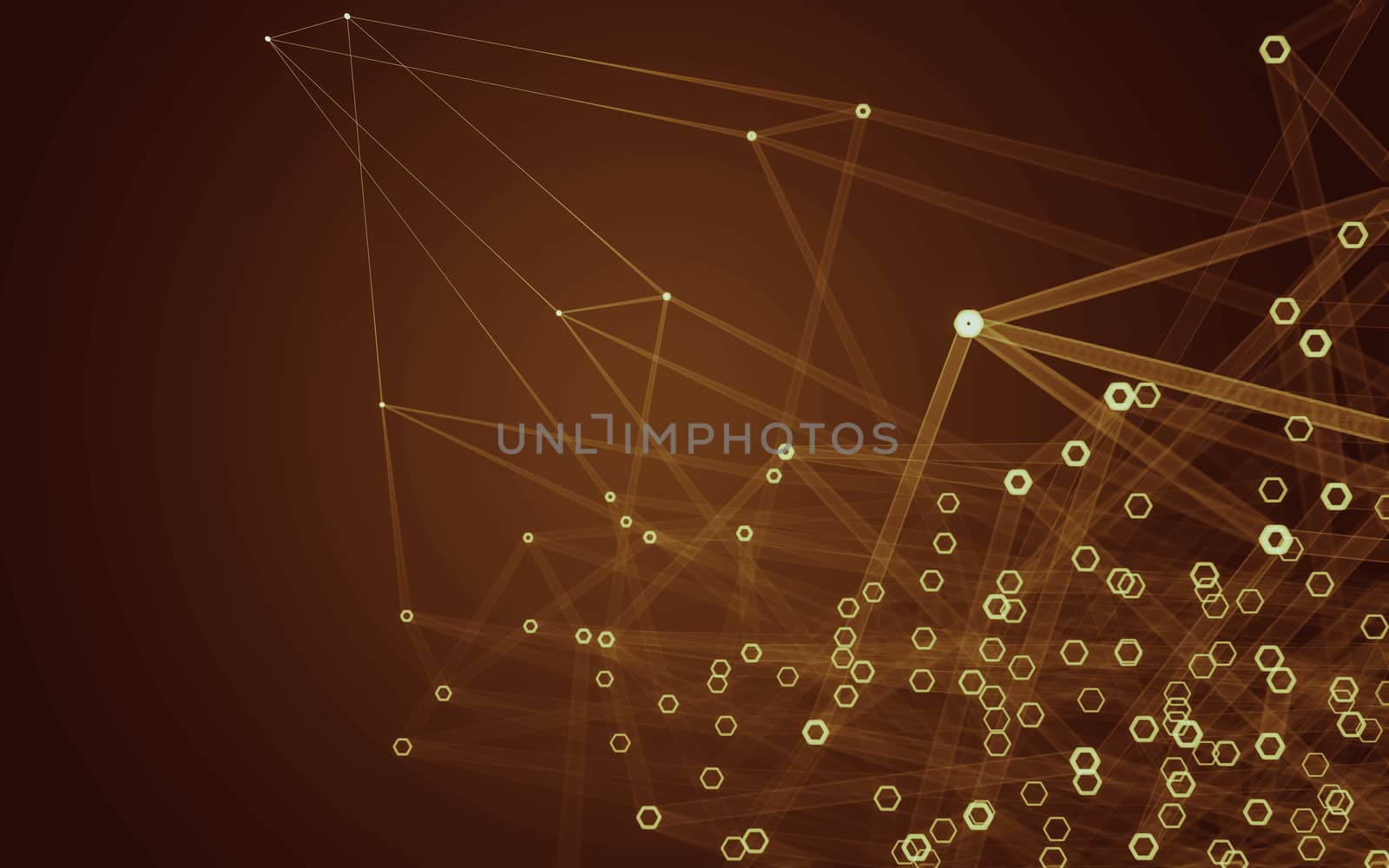 Abstract polygonal space low poly dark background, 3d rendering by teerawit