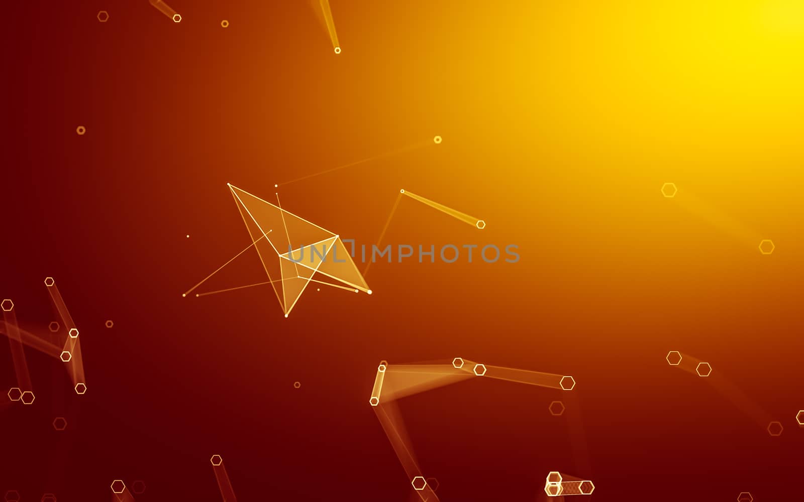 Abstract polygonal space low poly dark background, 3d rendering by teerawit