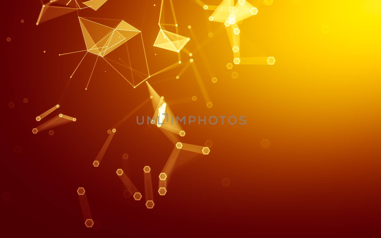 Abstract polygonal space low poly dark background, 3d rendering by teerawit