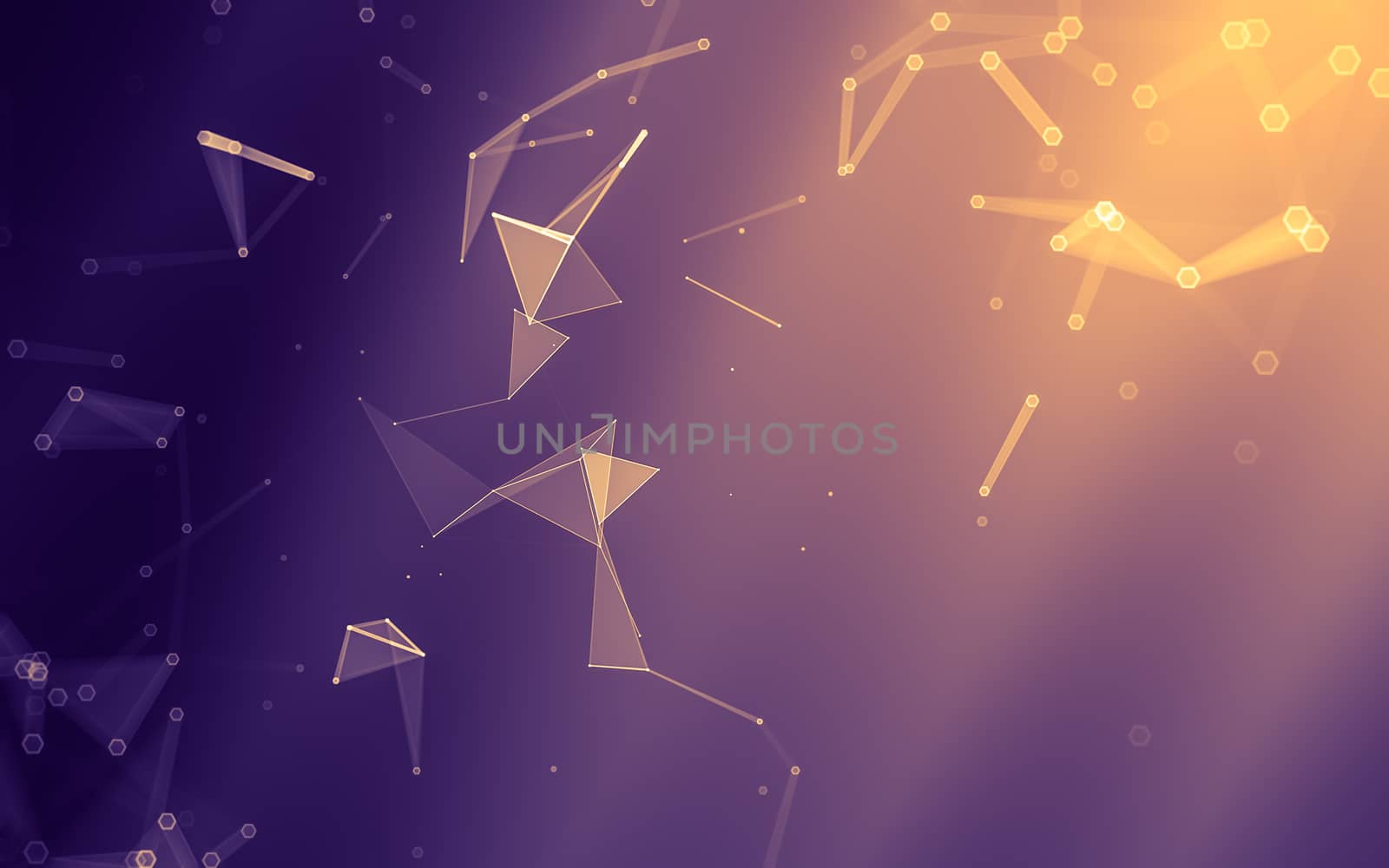 Abstract polygonal space low poly dark background with connecting dots and lines. Connection structure. 3d rendering