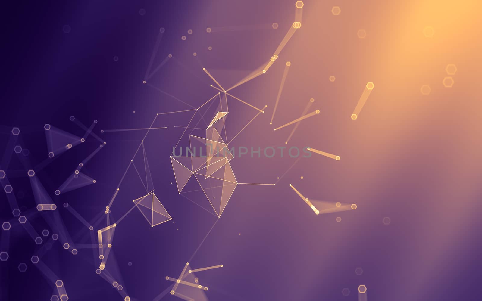 Abstract polygonal space low poly dark background, 3d rendering by teerawit