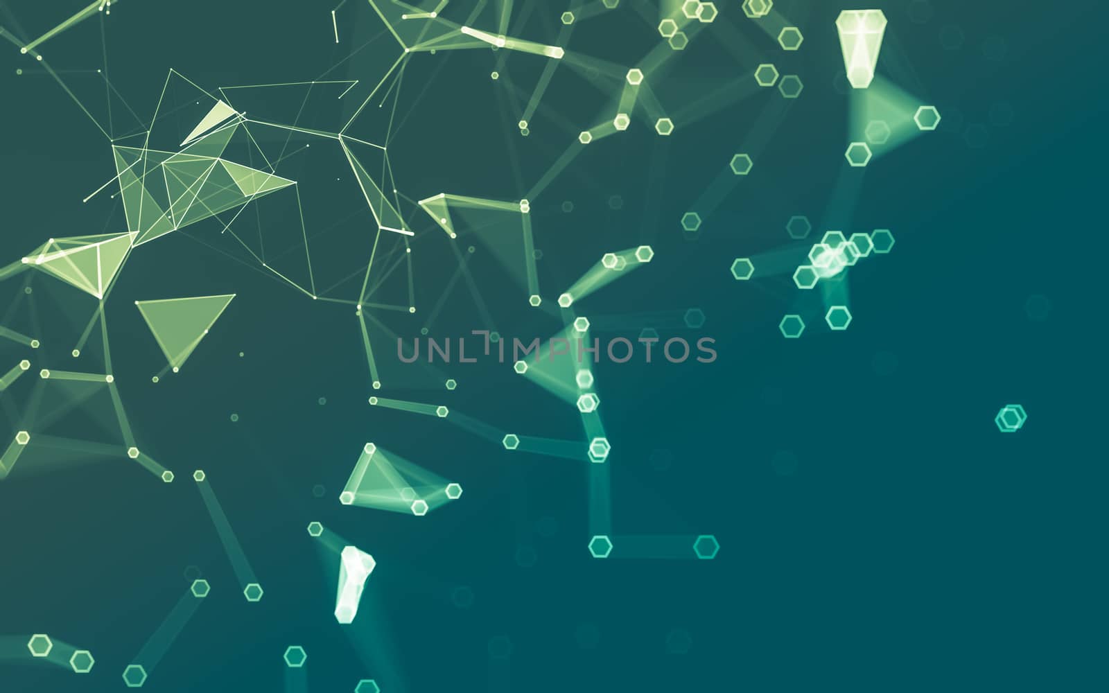 Abstract polygonal space low poly dark background with connecting dots and lines. Connection structure. 3d rendering