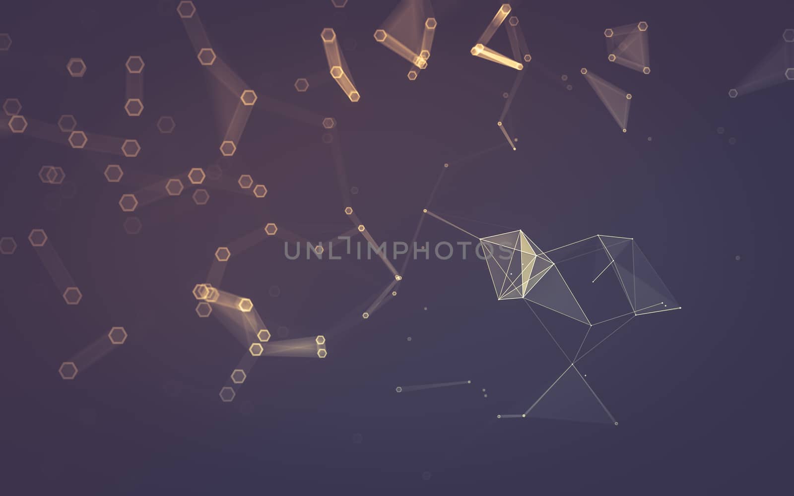 Abstract polygonal space low poly dark background with connecting dots and lines. Connection structure. 3d rendering