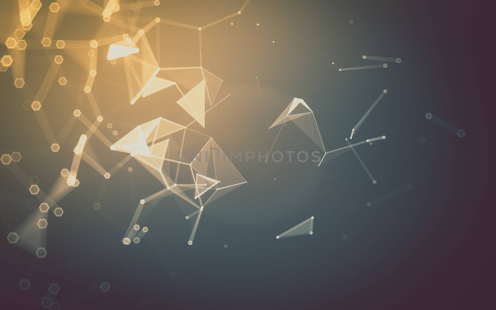 Abstract polygonal space low poly dark background with connecting dots and lines. Connection structure. 3d rendering