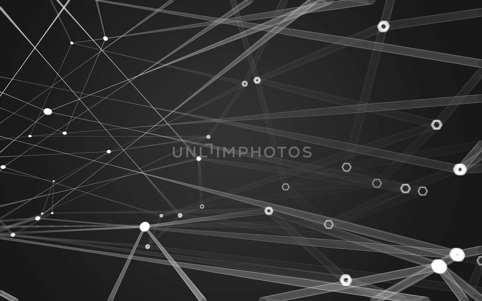 Abstract polygonal space low poly dark background with connecting dots and lines. Connection structure. 3d rendering