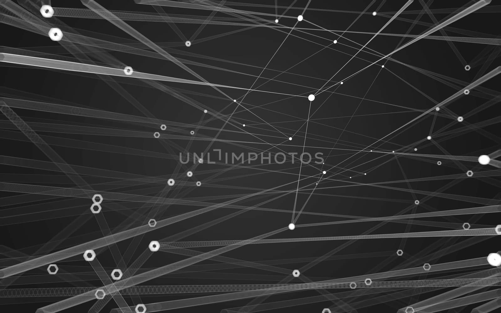 Abstract polygonal space low poly dark background with connecting dots and lines. Connection structure. 3d rendering