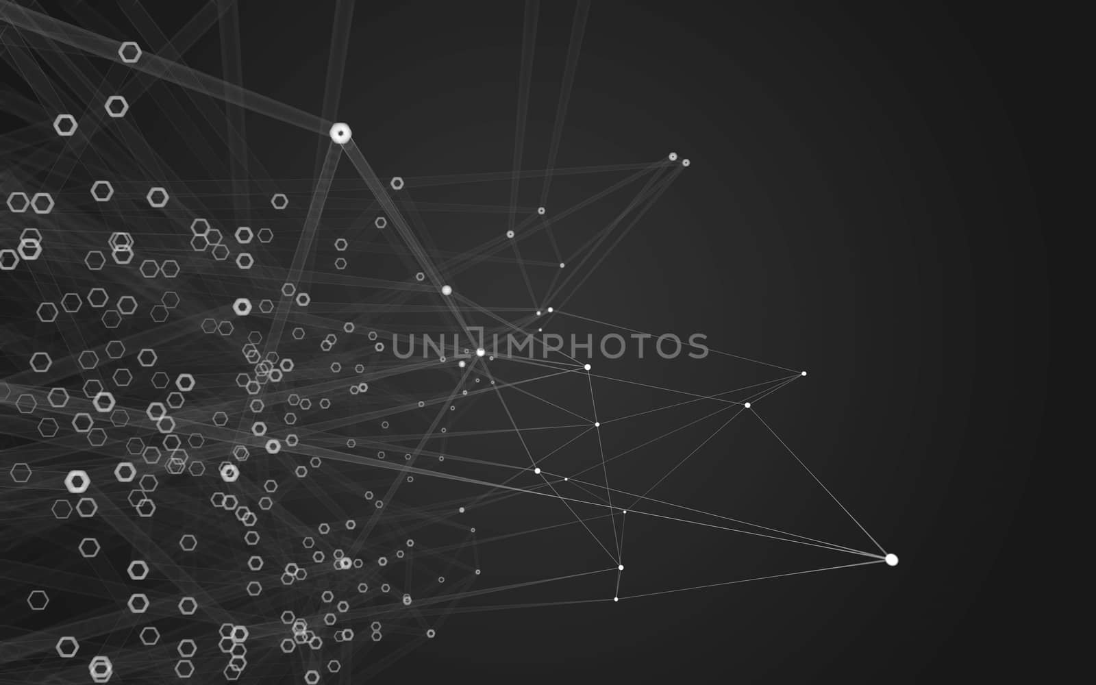 Abstract polygonal space low poly dark background with connecting dots and lines. Connection structure. 3d rendering