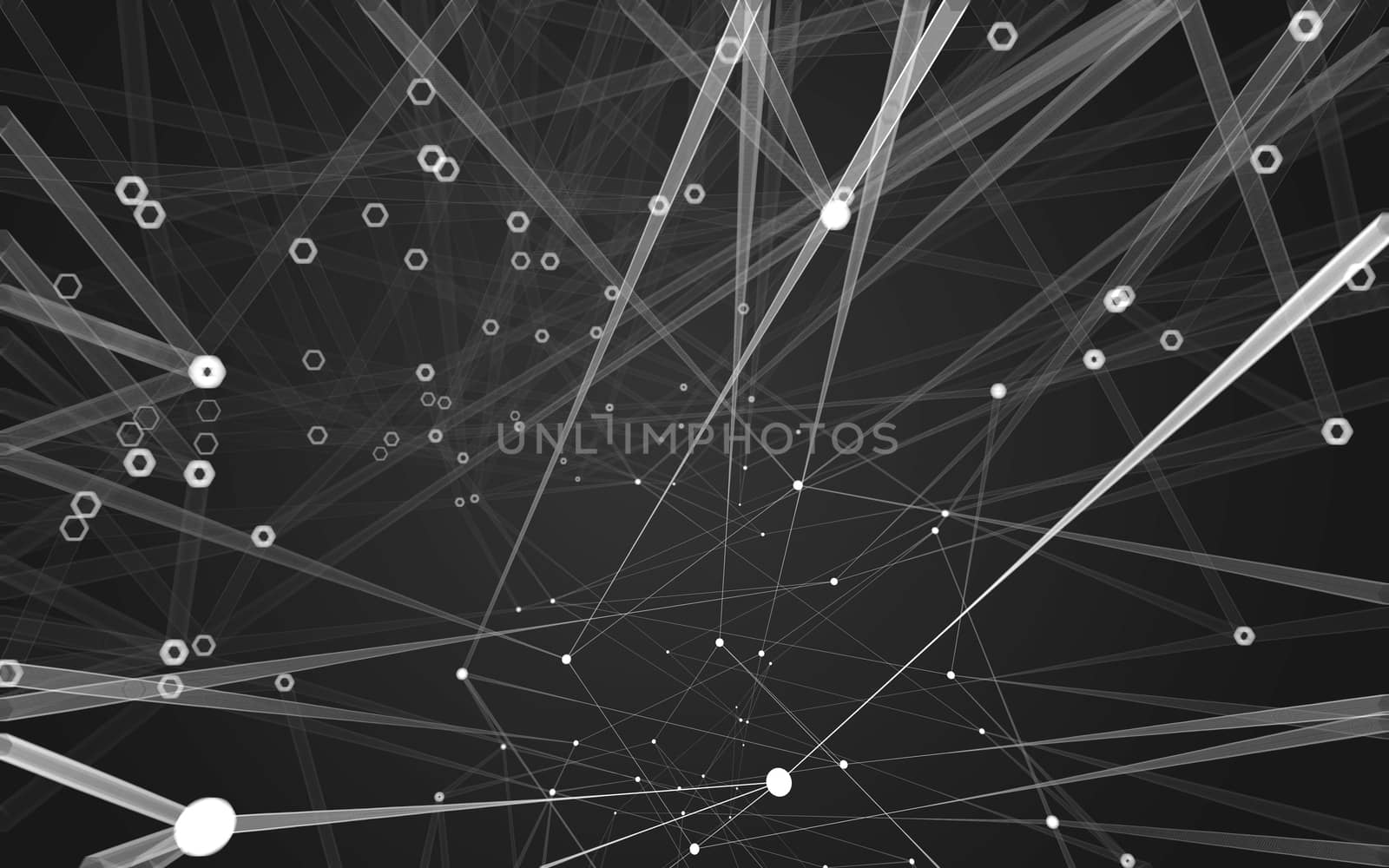 Abstract polygonal space low poly dark background with connecting dots and lines. Connection structure. 3d rendering