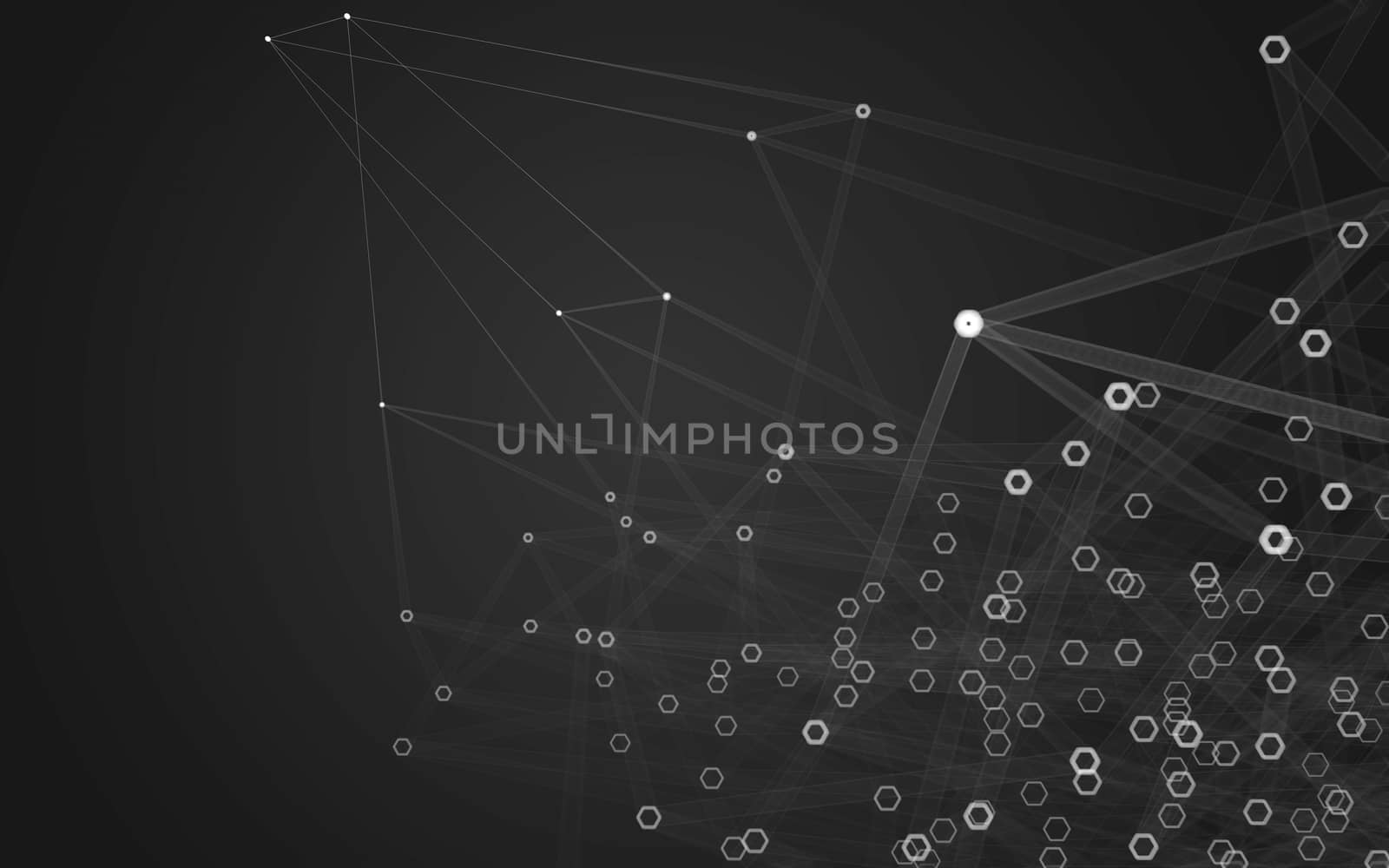 Abstract polygonal space low poly dark background with connecting dots and lines. Connection structure. 3d rendering