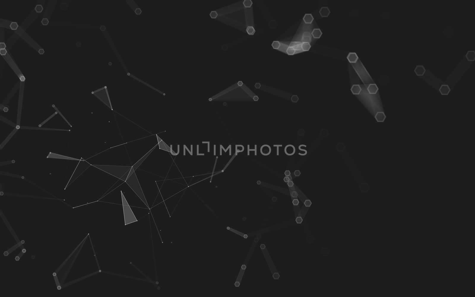 Abstract polygonal space low poly dark background with connecting dots and lines. Connection structure. 3d rendering