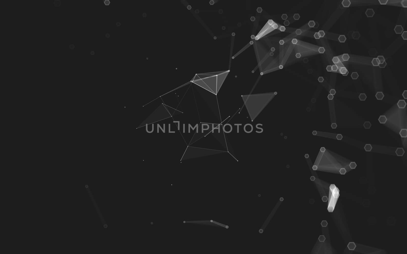 Abstract polygonal space low poly dark background with connecting dots and lines. Connection structure. 3d rendering