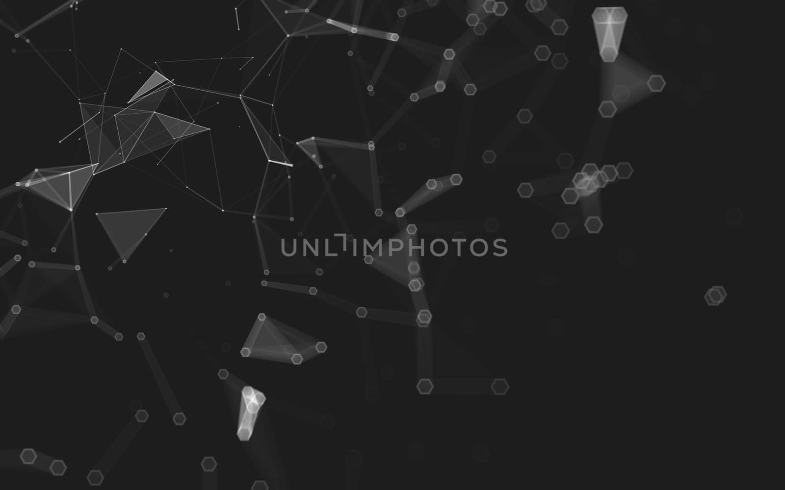 Abstract polygonal space low poly dark background, 3d rendering by teerawit