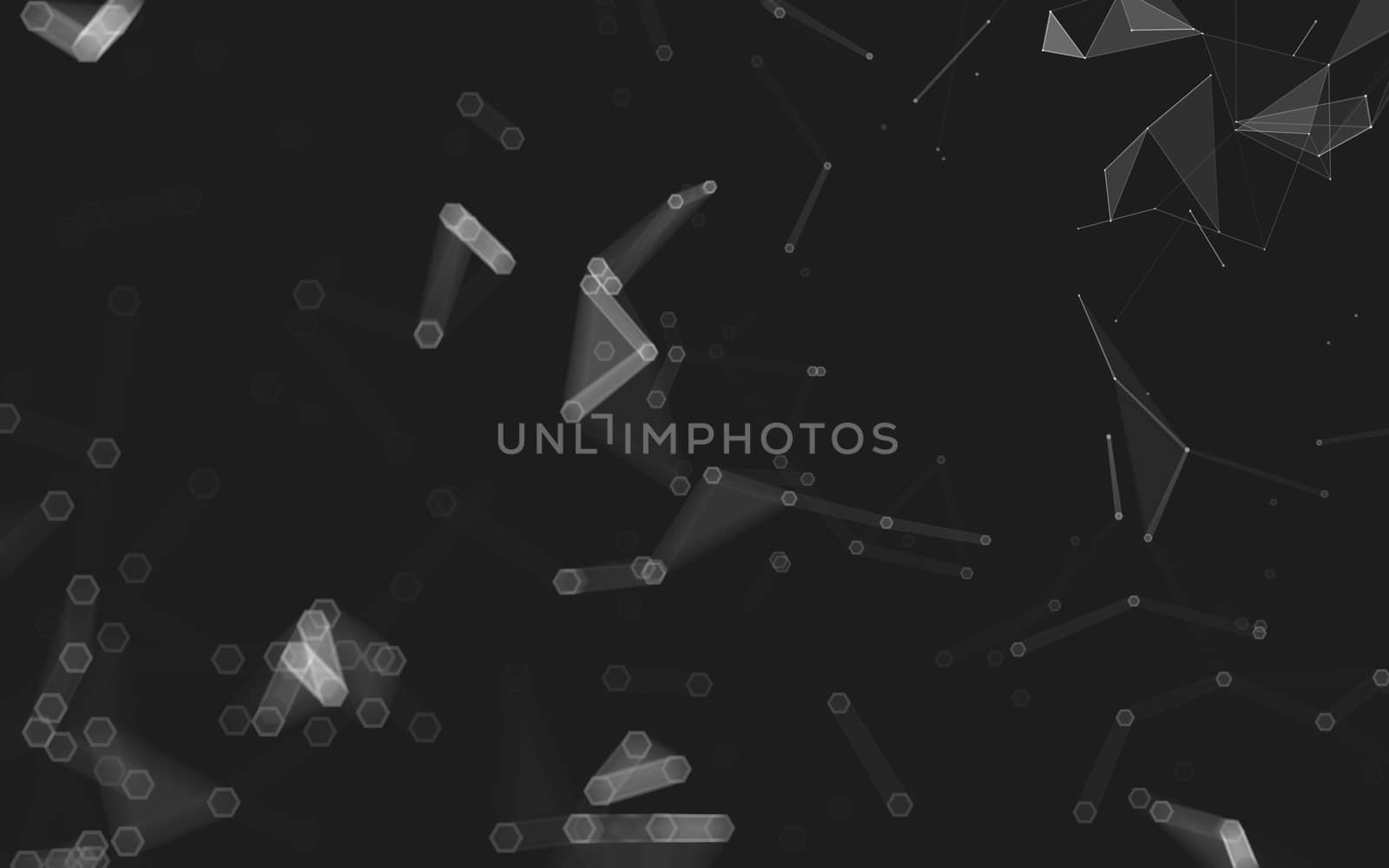 Abstract polygonal space low poly dark background with connecting dots and lines. Connection structure. 3d rendering