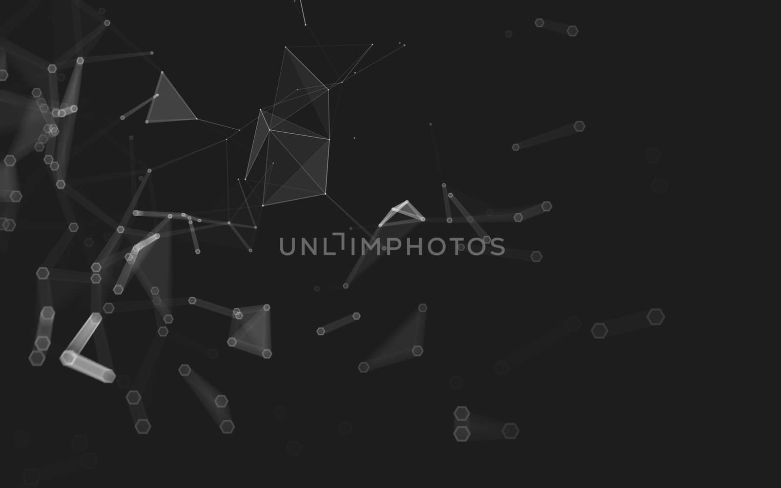 Abstract polygonal space low poly dark background with connecting dots and lines. Connection structure. 3d rendering