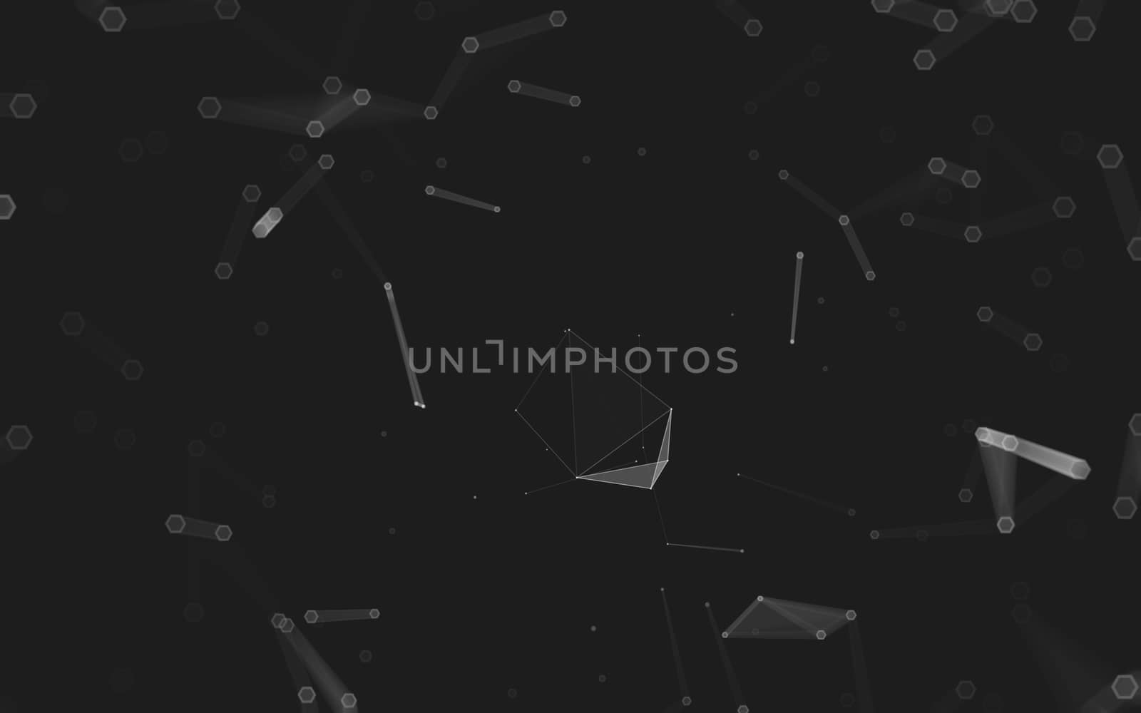 Abstract polygonal space low poly dark background with connecting dots and lines. Connection structure. 3d rendering