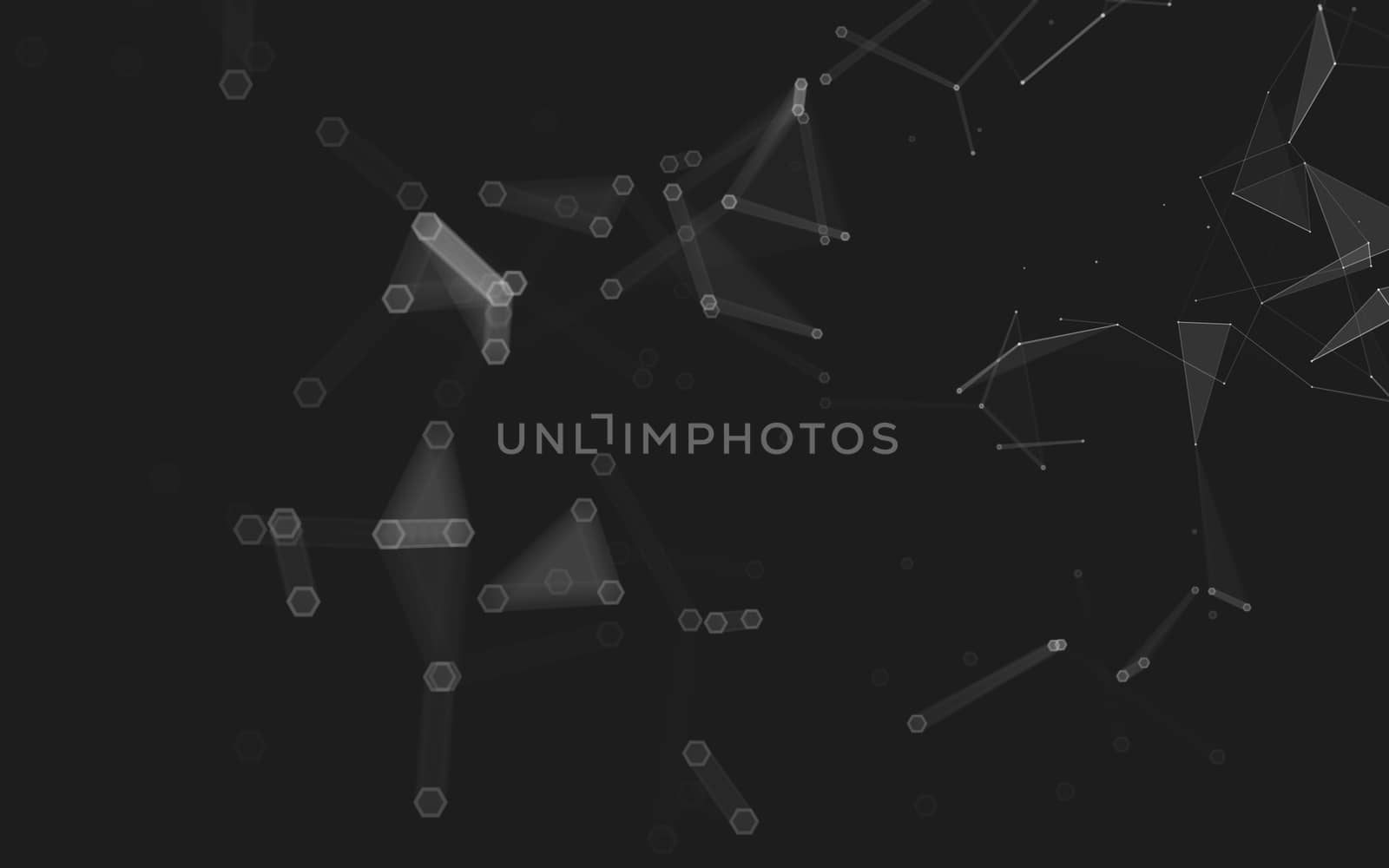 Abstract polygonal space low poly dark background with connecting dots and lines. Connection structure. 3d rendering