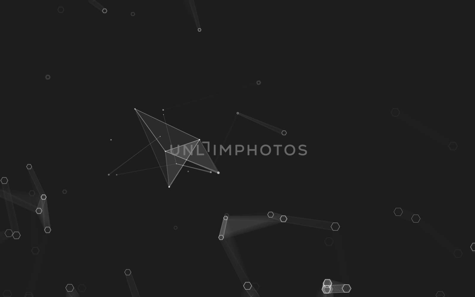 Abstract polygonal space low poly dark background, 3d rendering by teerawit