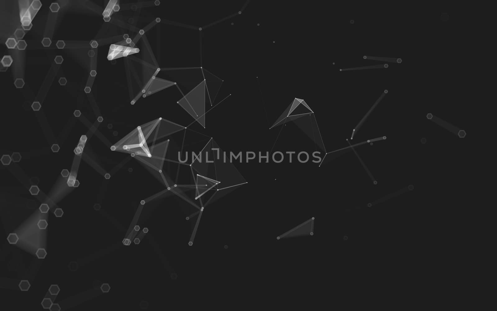 Abstract polygonal space low poly dark background with connecting dots and lines. Connection structure. 3d rendering