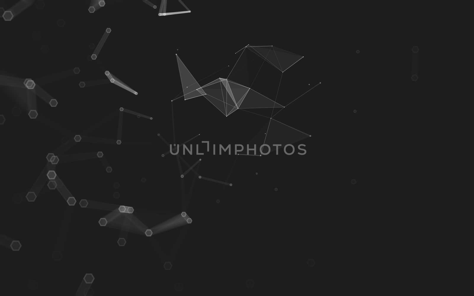 Abstract polygonal space low poly dark background with connecting dots and lines. Connection structure. 3d rendering