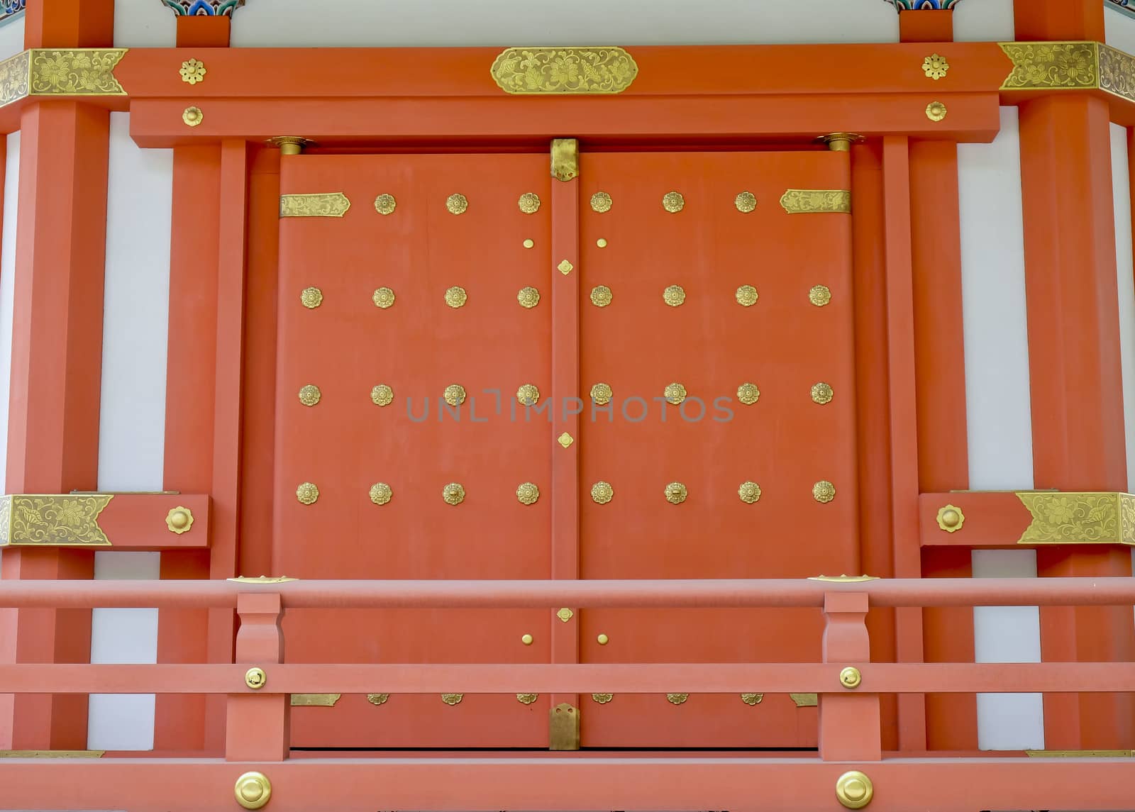 Traditional Japanese doors in temple by art9858