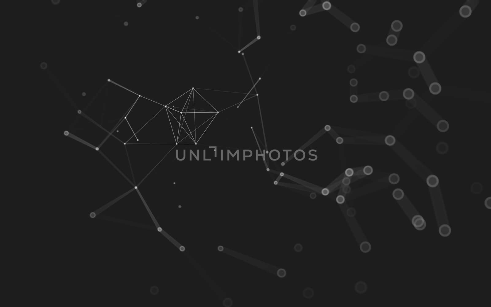 Abstract polygonal space low poly dark background with connecting dots and lines. Connection structure. 3d rendering